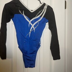 Blue and Black gymnastics competition leotard